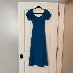 Women teal blue midi dress